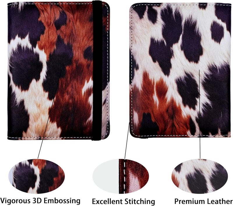 bassyil Passport Holder for Women and Men PU Leather Passport Cover for Travel (Cow Print) - Image 2